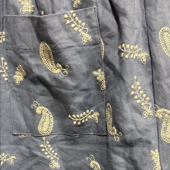 House of Harlow Boho Embroidered Paisley Linen Blend Paperbag Shorts Sz L - Picture 9 of 13